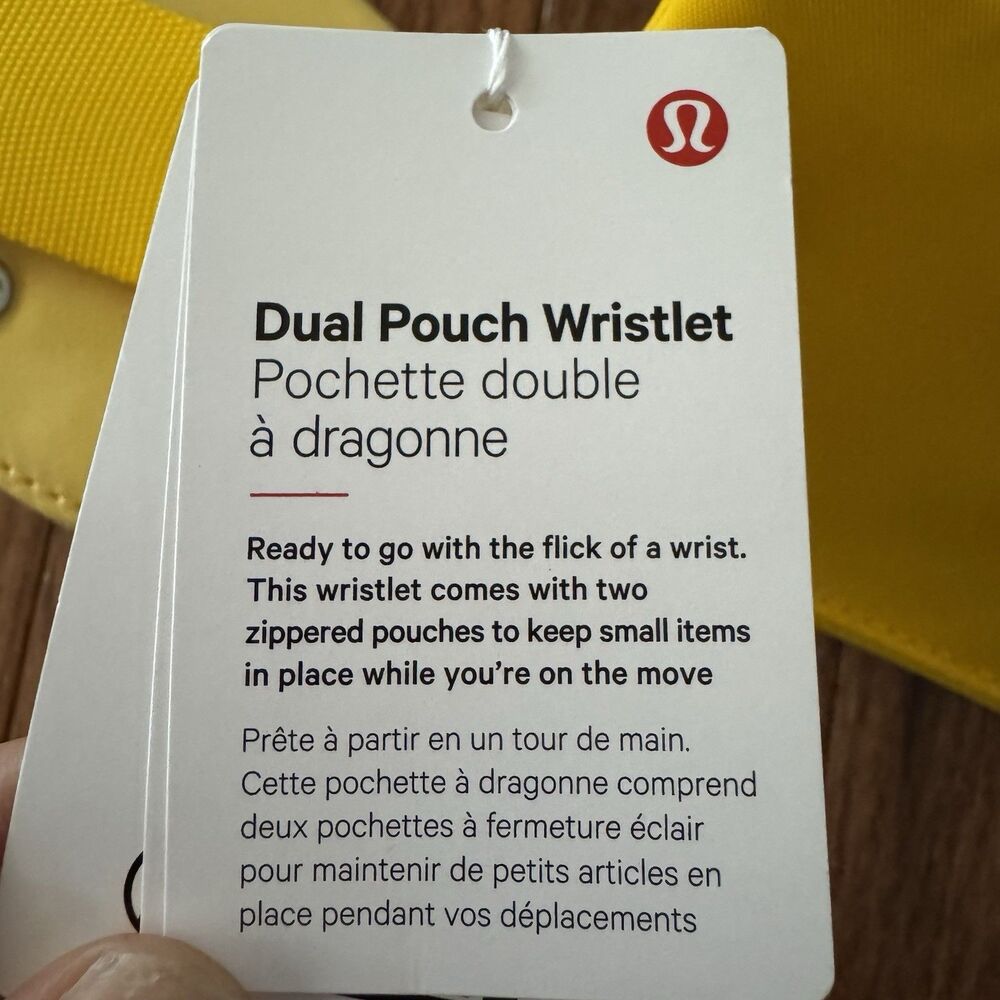 Lululemon Dual Pouch Wristlet Yellow Maize Lemon Silver Keychain Wallet Travel - Picture 3 of 8